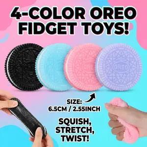 4-Color Oreo Squishy Fidget Toy – Ultra Soft Stretchy Stress Relief Squeeze, Fun Anxiety Decompression Toy for Kids & Adults (6.5cm)
