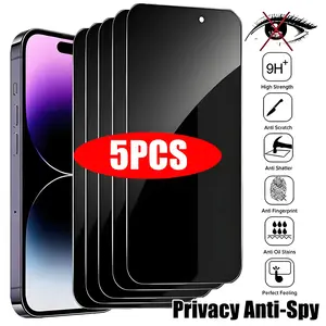 5-piece Tempered Glass Screen Protector, 9H Hardness, Rounded Edges, Dustproof, Oil-repellent, Fingerprint-resistant and Privacy-protective Glass Film, compatible with the full range of iPhone 11/12/13/14/15/16/17 models including X/XR/XS/XS MAX