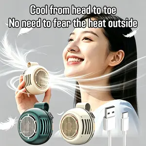 2026 Upgraded 5 Speed Portable Silent Mini Bladeless Electric Fan with Rotating Body, Silent Cooling, Clip-on Fan, Rechargeable Waist-Mounted Fan, Suitable for Outdoor Travel and Office Use, Summer Gift