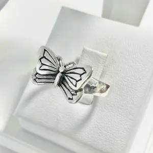 Sterling Silver 925 Classic Butterfly Ring Elegant Design Insects Jewelry