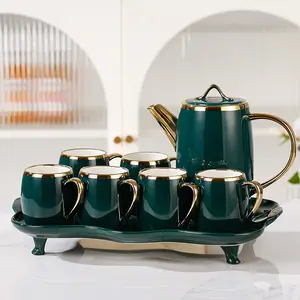 8-Piece Ceramic Water Cup Set, Modern Luxury Design, Home Living Room Guest Cups, Tea Cups, Drinking Tea Cup, Housewarming Gift, Durable & Stylish