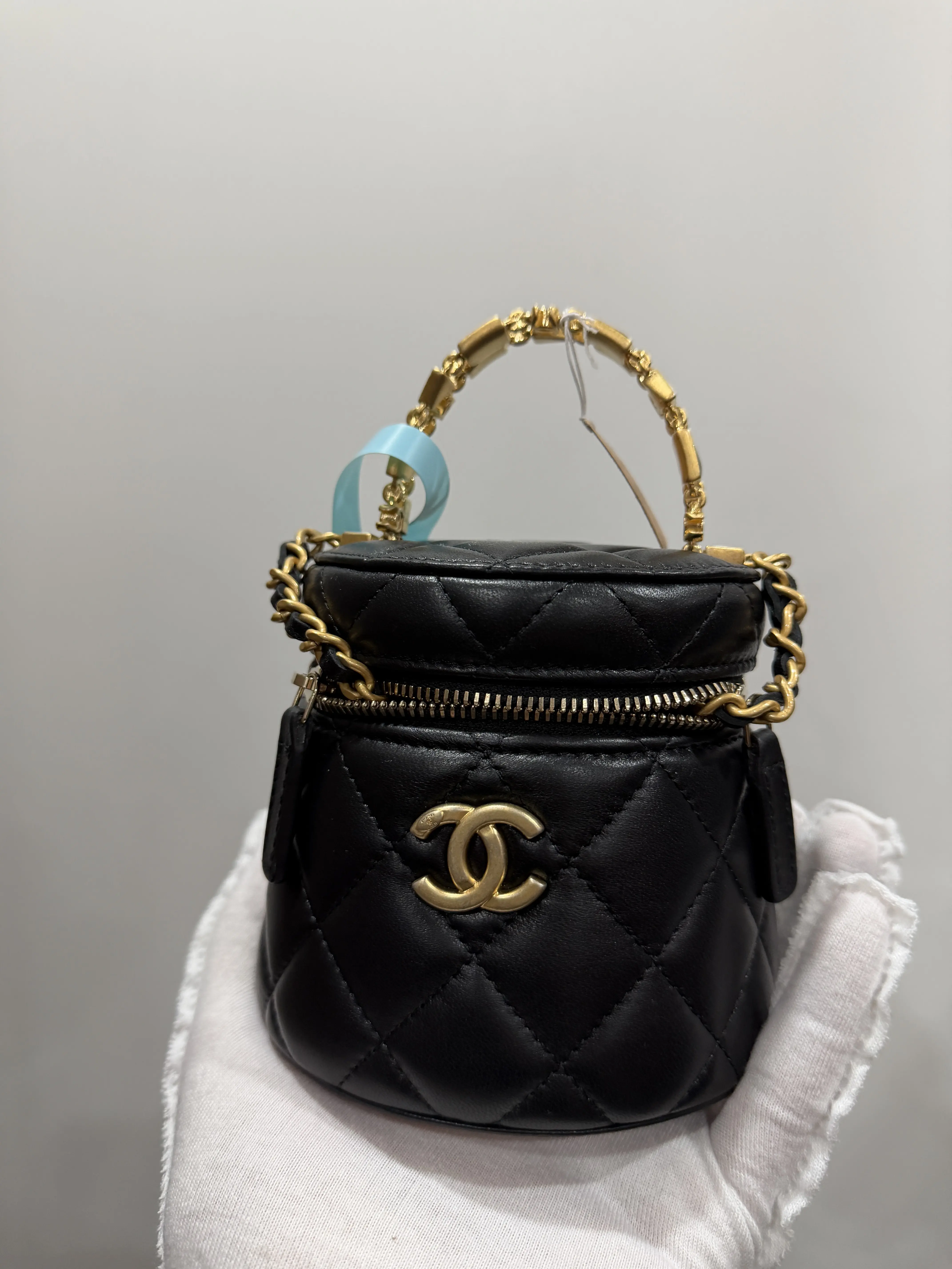 Pre-owned CHANEL Matelasse Mini Vanity Hand Shoulder Bag Leather Black