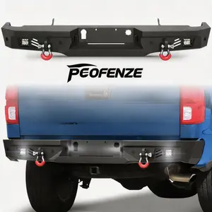 POFENZE-Mestan Rear Bumper for  2014-2018 Chevy Silverado 1500 & GMC Sierra 1500X ,w/Step Plate, FogLights, License Plate Lights and D-rings Kit