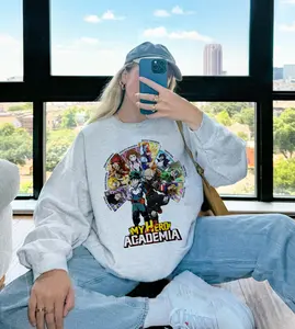 Vintage MHA Characters Graphic Shirt My Hero Legends Anime Manga Sweatshirt Hoodie Anime Fan Gifts
