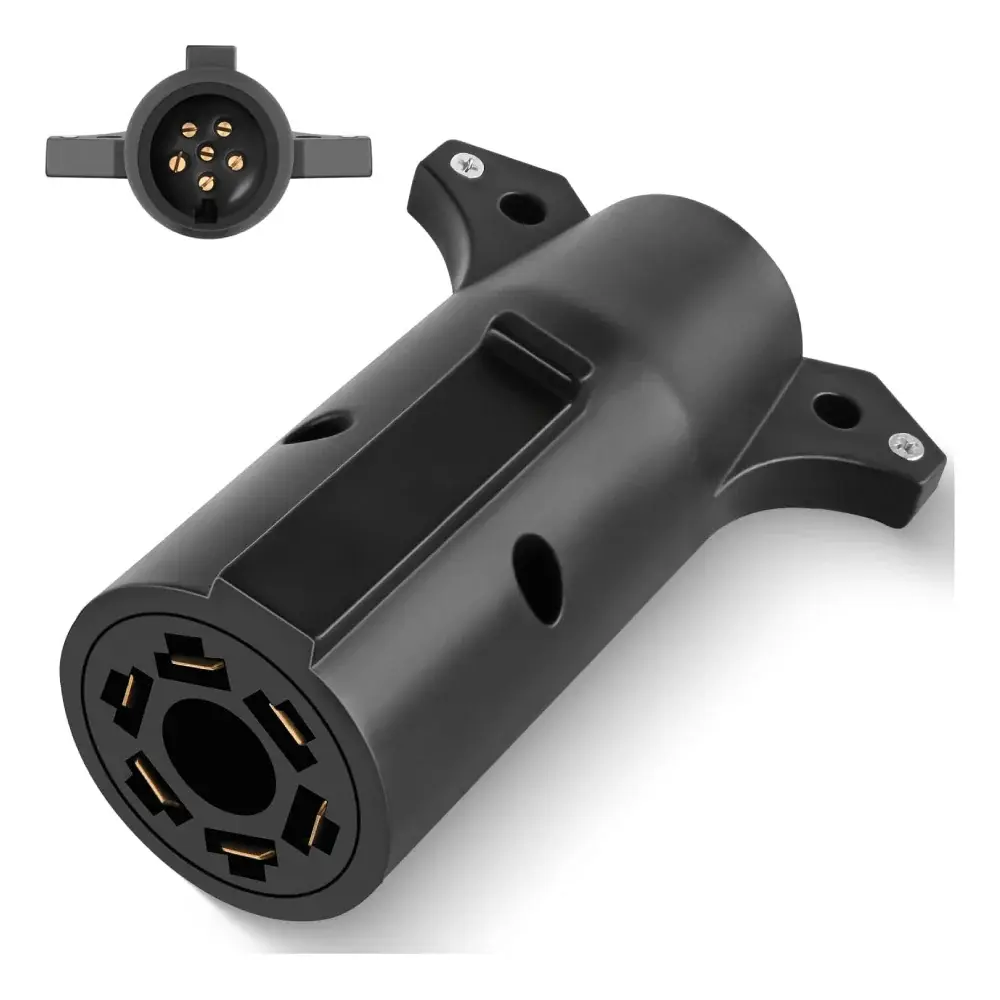 Nilight Compact 7-to-6pin RV Blade Socket Adapter, 7-Way to 6-Pole Round Wiring Plug Power Socket with Nylon Housing, Waterproof Electrical Accessory for Tow Hitch RV, Truck, Socket Adapters Outlet Extender Hot Swappable Plug