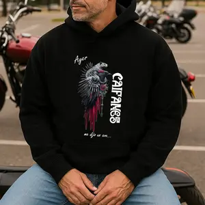 Caifanes "Ayer Me Dijo Un Ave" Aztec Style Rock Hoodie, Cotton Blend Fleece Fabric Pullover Unisex Casual Streetwear Trendy Top for Men for Women