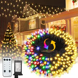 Dreamland 300LED 100FT Outdoor Light String with Remote Control, Multicolor Warm White Fairy Light 8 Modes Timer Waterproof for Holiday Party Christmas Tree, Wedding and Party Decoration Led lights