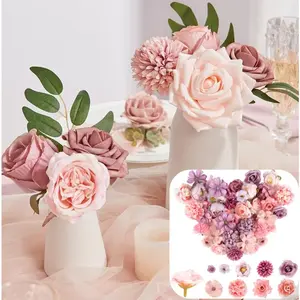 40PCS 9 styles Artificial flowers mini flower heads, Artificial flower heads for wedding home DIY crafts scrapbooking decoration artificial flowers, Great For Birthday, Party, Christmas, Wedding Anniversary