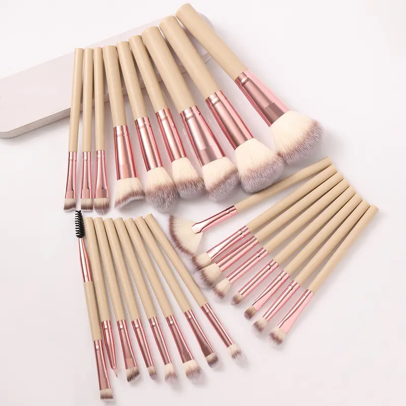 25-Piece Soft Synthetic Fibers Multifunctional Makeup Brush Set - Flat Bottom Tools for Eyeshadow, Face Contour, Highlight, Blush, Eyebrow, Powder, Beginner-Friendly Full Face Beauty Kit