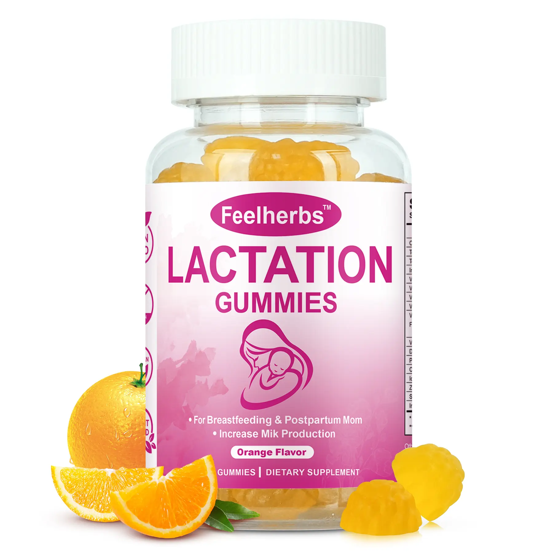 Tasty Vegan Lactation Gummies for Breastfeeding Women - Orange Flavor Postnatal Vitamins with Folate, Biotin, Multivitamins - 60 Pieces Monthly Supply for Wellness Routine & Daily Supplemental Nutrition Support