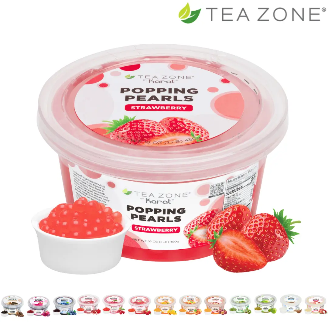 Tea Zone Popping Boba Pearls (1 lbs) - Perfect for Boba tea Beverages, Sweets, Ice Cream Toppings