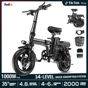 Black Technology Electric Folding Bicycle 500W Motor 48V 15Ah Battery 14-Level Shock Absorption 80Km Range Dual Disc Brakes UL2849 Certified Hardcore Cycling bikes
