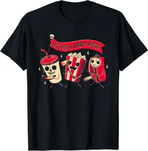 Halloween Retro Killer Popcorn Drink Hot Dog Horror Movies T-Shirt - Phoebeumba Shop 94B0B8YKG97G