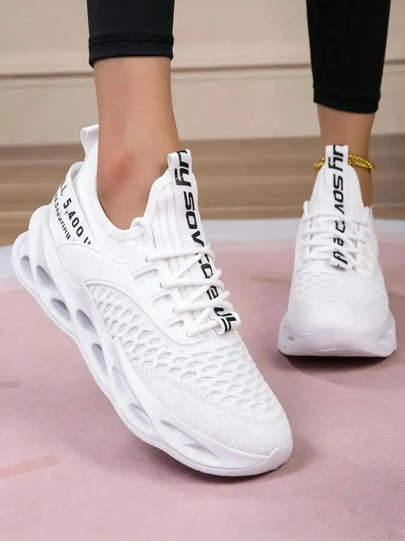 Women's Breathable Knit Running Sports Shoes Non-Slip Blade Sole Fashion Sneakers Knitted Lightweight Athletic Walking for Gym Jogging Casual Wear Multiple Colors Available women training versatile modern active