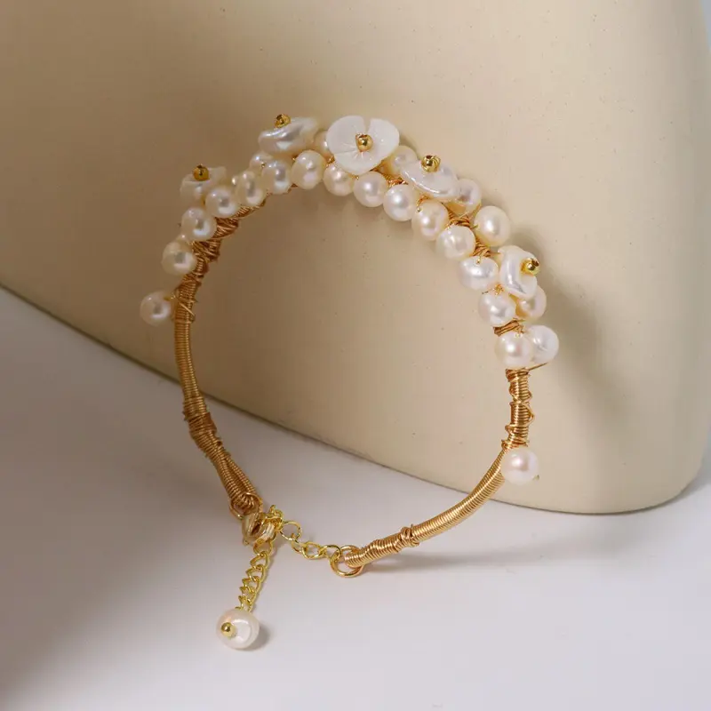 Shell Flower Baroque Pearl Bracelet   [S