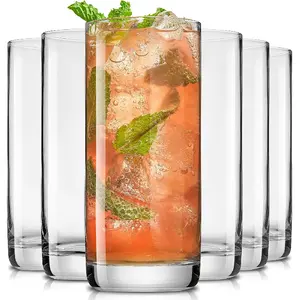 13oz Highball Glasses, 6pc Tall Glass Sets. Lead-Free Crystal Drinking Glasses. Water Glasses, Mojito Glass Cups, Tom Collins Bar Glassware, and Mixed Drink Cocktail Glass Set