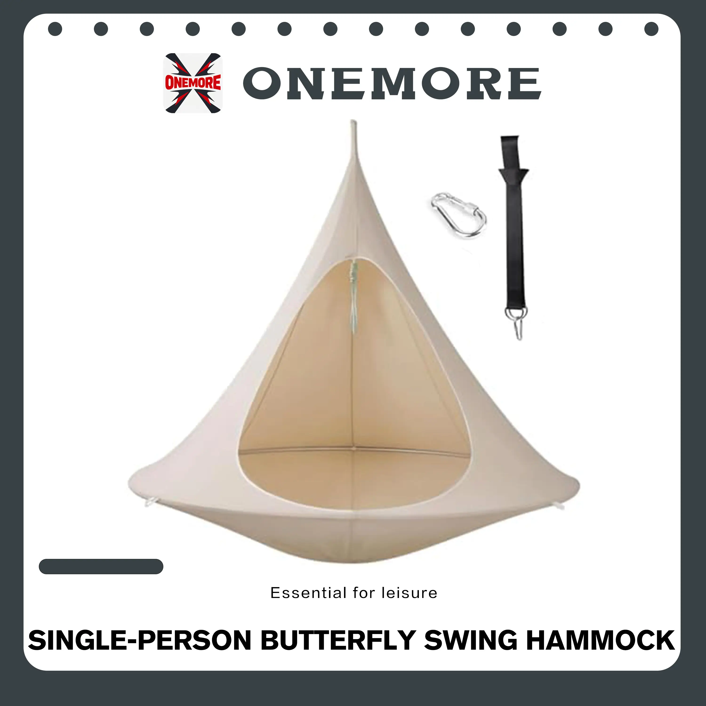 Outdoor Waterproof Hammock Chair, Portable Butterfly Swing Seat, 220Lb Weight Capacity, Easy Installation, Suitable for Camping & Garden Leisure