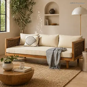 by Christopher Knight Home 3-Seater Claremont Rattan-Arm Daybed with Beige Cushion - Indoor Sofa, Versatile Outdoor Backyard Furniture
