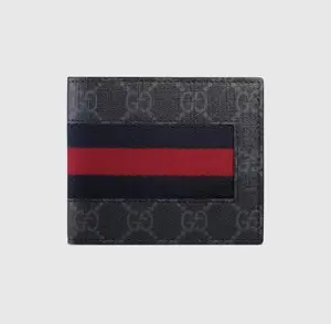 Pre-owned GUCCI GG Bifold Wallet Black Gold BLUE