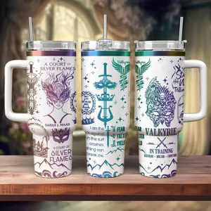 A Court of Silver Flames Tumbler 40oz - Sarah J Maas ACOTAR Valkyrie Tumbler, Rhysand Feyre Merch, ACOTAR Bookish Gift, Valkyrie in Training Stainless Steel Insulated Cup