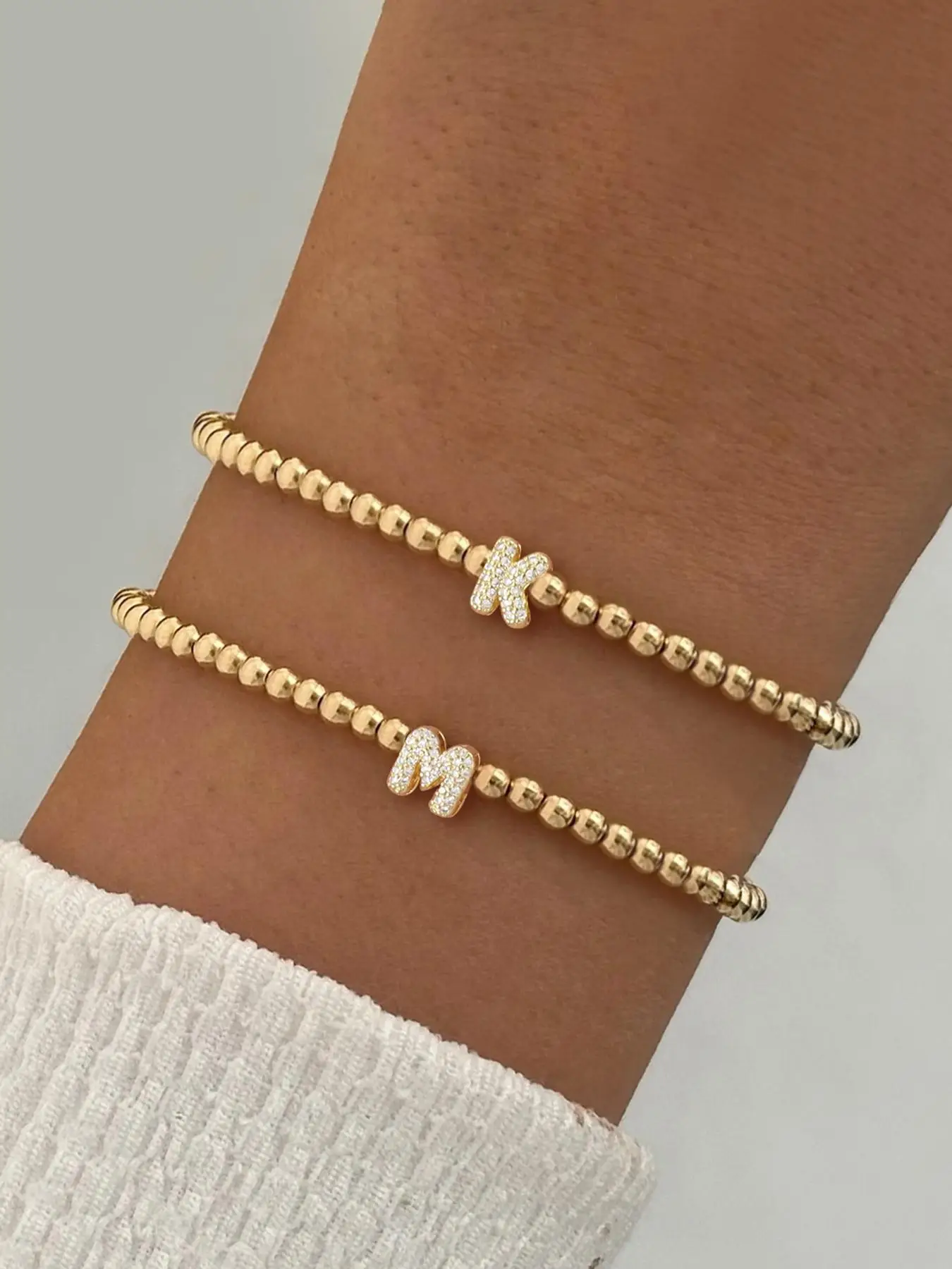 Letter Design Beaded Bracelet, Fashionable Jewelry for Women & Girls, Trendy All-match & Exquisite Jewelry for Birthday Gift