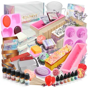 Deluxe DIY Soap Making Kit for Adults & Kids – Illumive Melt & Pour Soap Kit with Shea Butter & Glycerin Bases, Fragrance Oils, Dried Flowers, Colorants & Soap Molds – Gift Craft Kit for Home Spa, Women, Teens & Beginners