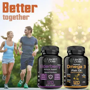 Health Dose Elderberry Plus with Vitamin C, Turmeric & Zinc – 120 Veggie Capsules | Dietary Supplement for Immune & Wellness Support. Echinacea
