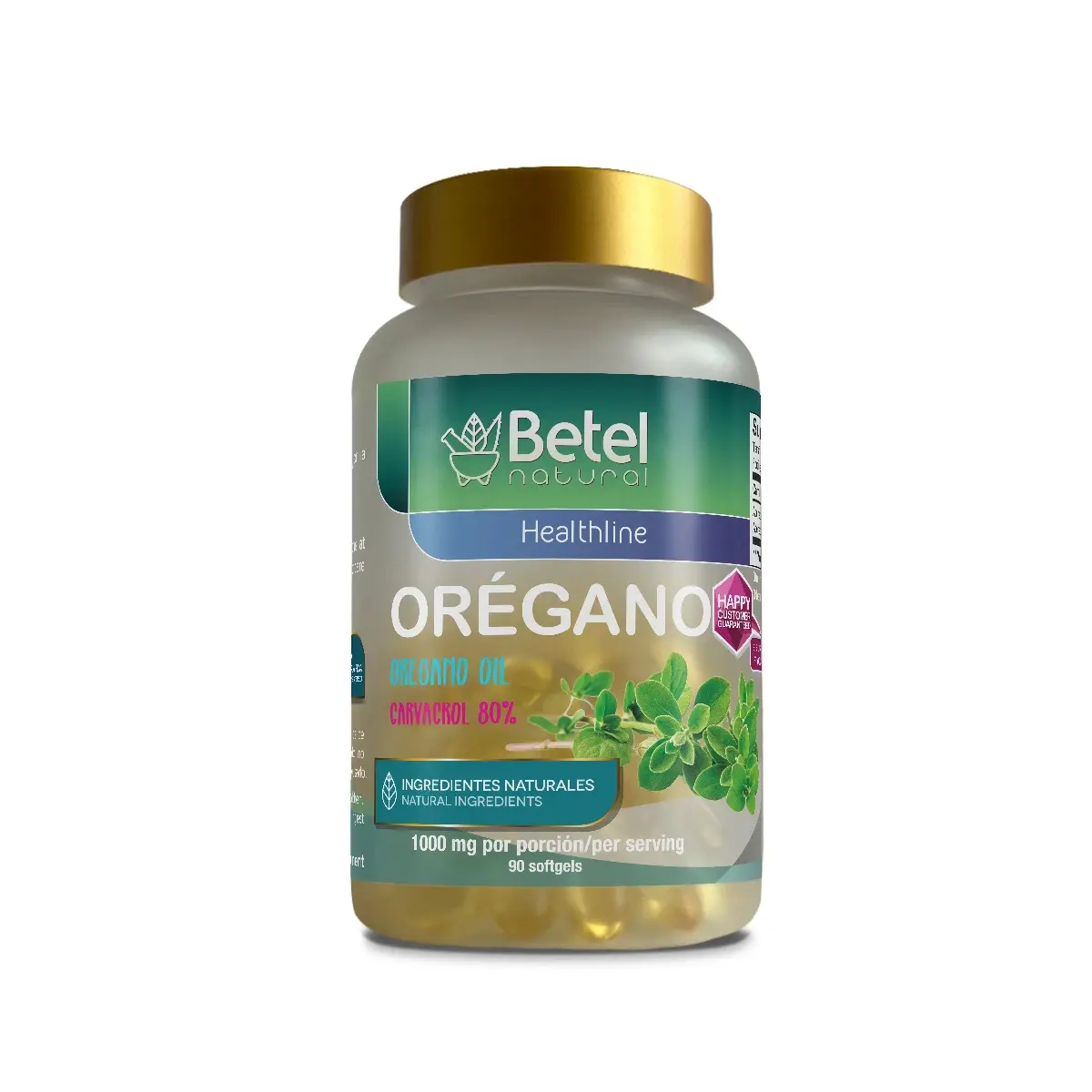Betel Natural Oregano Oil 1000 mg - 90 Softgels, 80% Carvacrol, Natural Ingredients, Supports General Well-being & Immune System, Made in USA