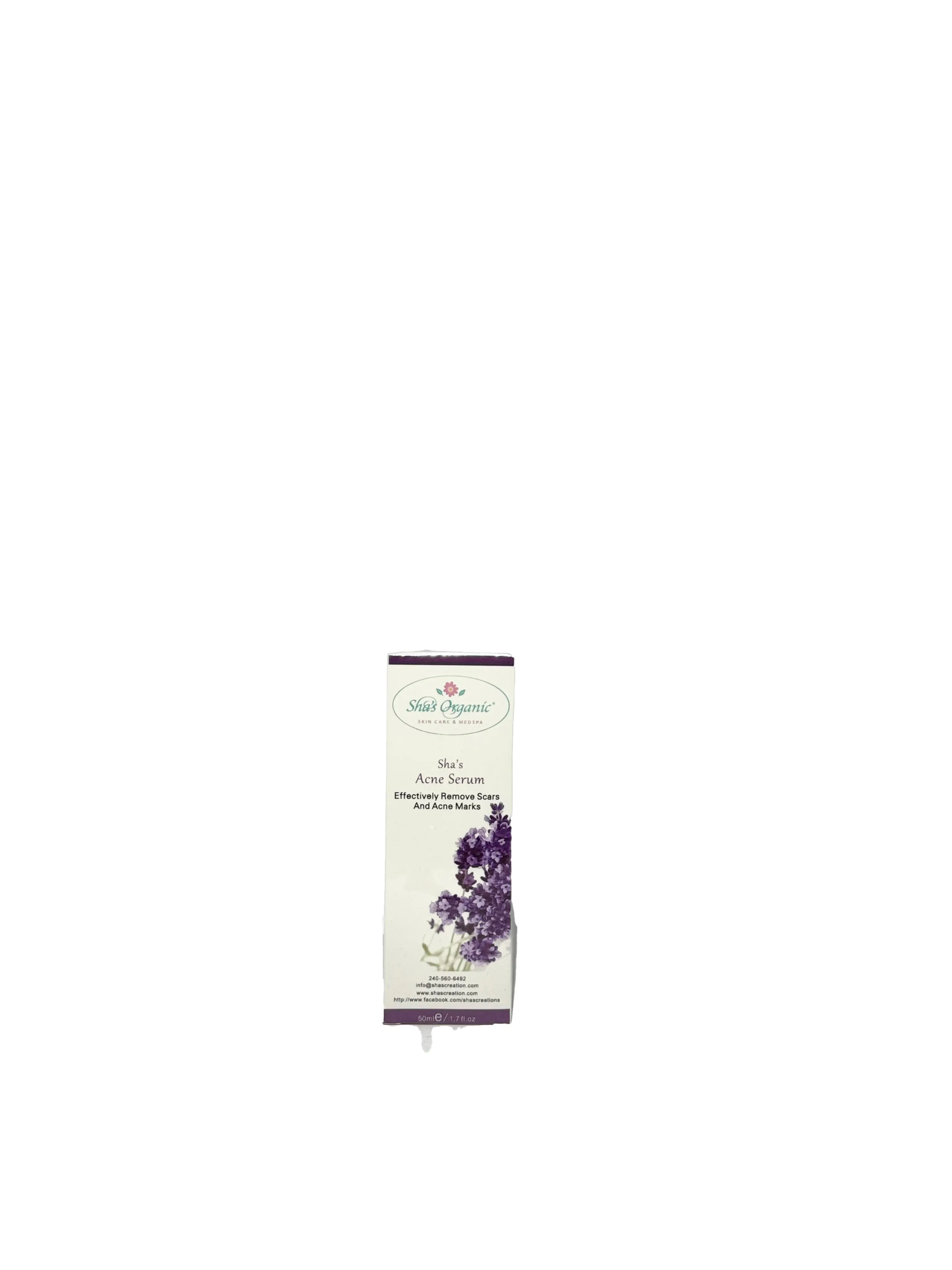 Sha's Organic Skincare 1.7oz (50ml) Alcohol-Free Effective Acne Remover Serum - Ginkgo + Sophora Root Extracts, Scar Removal, Skin Repair, Hydrating Clearing Formula, Fragrance-Free for All Skin Adults (Single Item)