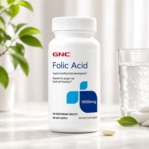 GNC Folic Acid Vitamin 1000mcg, Vegetarian Formula, Supports Healthy Fetal Development, Aids Proper Red Blood Cell Formation, 100 Count