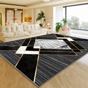 Floral Print Vintage Living Room Carpet, Thickened Soft Nordic Minimalist Flannel Rug for Sofa and Coffee Table, Natural Tones and Comfortable Texture for a Cozy Space. Luxury Velvet Gradient Carpet, Machine Washable, Suitable for Living Room