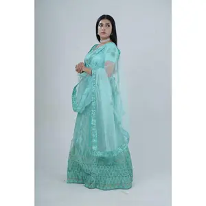 Opulent Glitter Embroidered Soft Net Lehenga with Stylish Crop Top Set