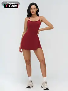 Cross-Border Hollow Back Dress, Anti-Slip Underwear, Cloud-Like Fabric, Casual Outdoor Sports Tennis Skirt, Comfortable and Stylish, Sleeveless Tennis Athletic Dress