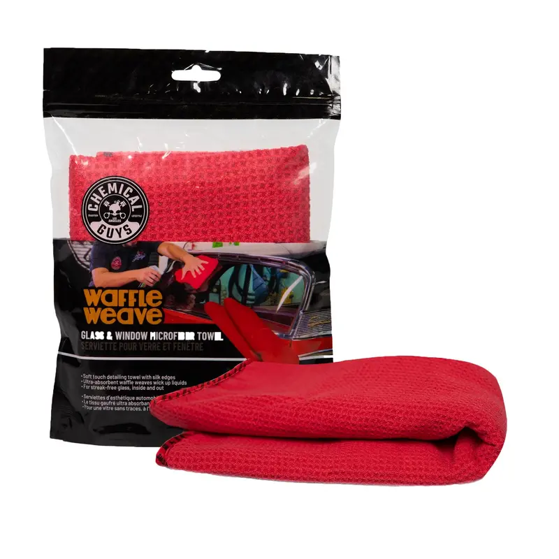 Chemical Guys Grooved Waffle Weave Microfiber Cleaning Cloth - 24”x16” Cotton Blend Soft Cleaning Towel, Wipe, Super Absorbent, Lint-Free, Streak-Free, Marring-Reduced, Quick-Drying, Water-Trapping, Machine Washable for Car Detailing