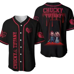 Chucky Horror Movie Oversized Baseball Jersey – Scary Unisex Shirt, Layer-Friendly, Works in Any Weather, No-Fade Colors, Wash 45