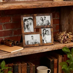 Plastic Photo Frame Displaying Four 4x6 Inch Photos, Ideal for Family Albums & Couples Portraits, Perfect Gift & Home Decor Item