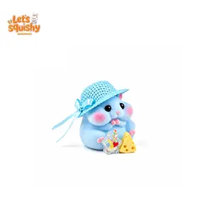 LETSSQUISHY Handmade Taba Squishy Hamster Toy, Cute Squishy Hamster Fidget Toy, Realistic Hamster Toy, Soft Silicone Mochi Furry Toy, Stress Relief Gift for Adults & Kids, Sensory Anxiety Plushie (Bule)