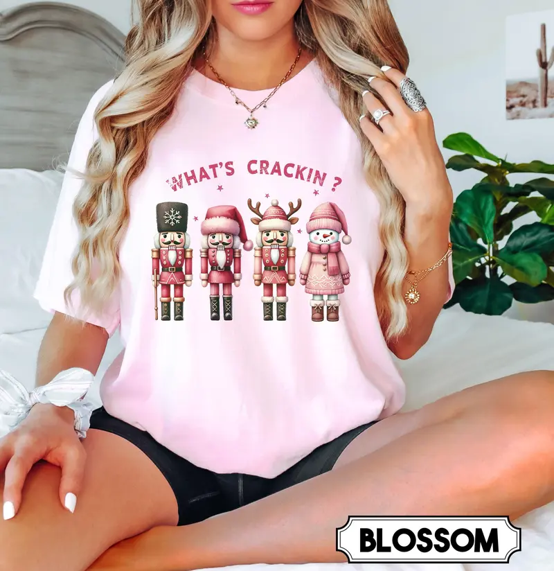 Unisex Nutcracker T-Shirt in Pink, Funny Nutcracker Shirt for Women - Fabric, Pullover