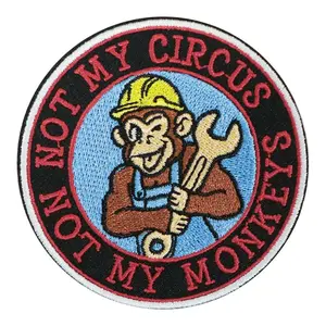 Not My Circus Not My Monkeys Embroidery Patches, Embroidery Appliques, Embroidery Craft, Back Adhesive Iron-On, Suitable for Clothes Jackets Hats Accessories
