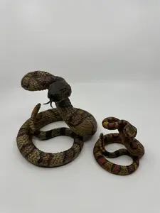 Realistic Resin Plastic Rattle Snake Adult and Baby Set Reptile Figurine Statues