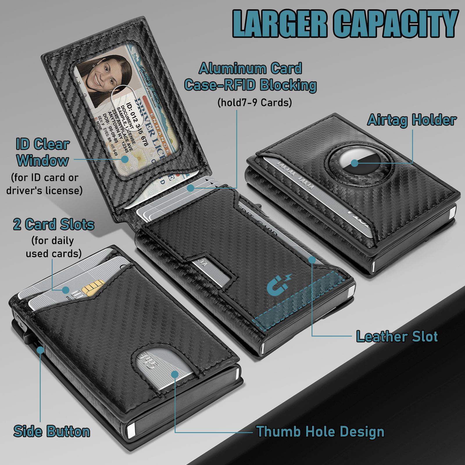 Men's Minimalist Bifold Wallet with Airtag Slot & RFID Blocking | Pop-up Card Holder | 9-13 Cards | ID Window ,Daily Use,Gifts for Men