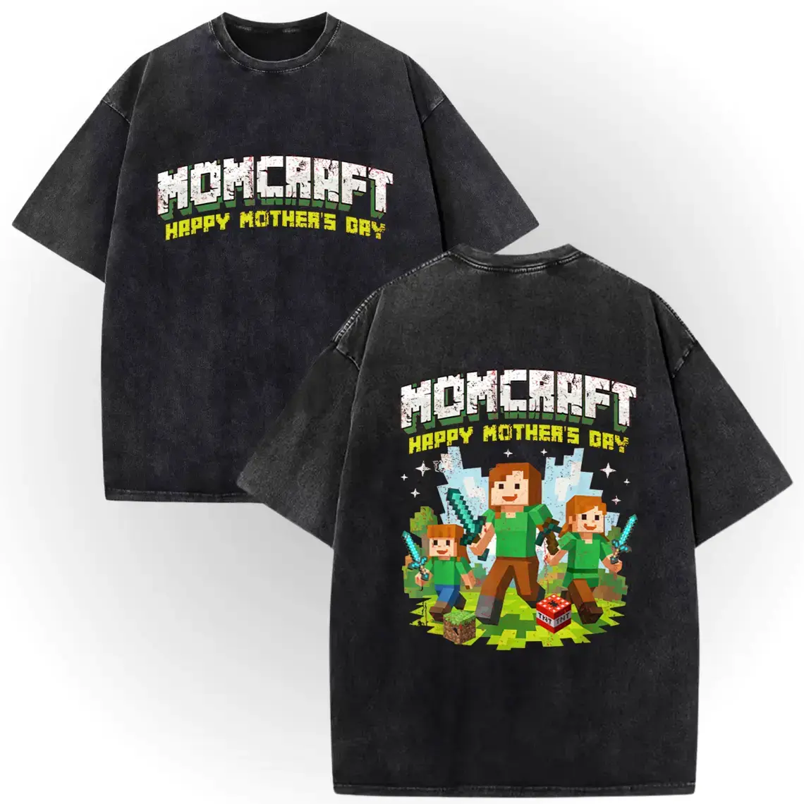 MOMCRAFT Vintage Washed Tee | 100% Cotton Double-Sided Crew Neck Short Sleeve, Perfect Mother’s Day Gift for Mom & Wife #PopCultureTee #100CottonTee #GraphicTee #TikTokMadeMeBuyIt #TikTokShop Casual Breathable
