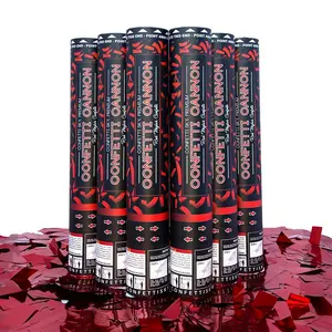 Confetti Sky [6 Pack] 12 Inch Confetti Cannons | Red Mylar Confetti Poppers for Wedding Celebration, Birthday Party, Christmas Eve and New Year Celebration