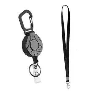 Retractable Keychain with Lanyard, 1 Set Including 1 Count Keychain & 1 Count Lanyard, Identification Badges & Supplies for Students Teachers Gift, Retractable Badge Reel