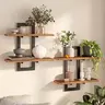 2pcs Wall-Mounted Rectangular Floating Shelves - Farmhouse Minimalist Decorative Organizer for Aesthetic Home Decor, Kitchen Storage & Living Room Room Decor Solutions