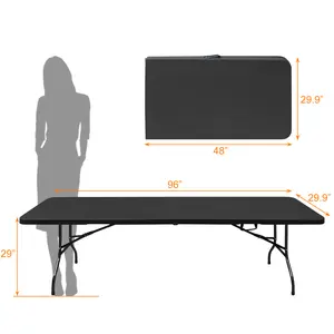 8ft Folding Table, Portable Plastic Table for Camping, Picnics, Parties, High Load Bearing Foldable Table cooking  table