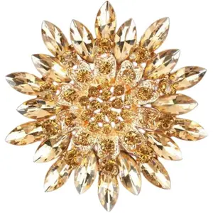 Colorful Rhinestone Crystal Sunflower Brooch Pin for Women Dress Hat Decoration