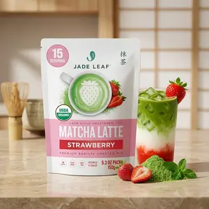 Strawberry Matcha Vegan Smoothie | Jade Leaf Matcha Organic Strawberry Matcha Latte Mix - Lightly Sweet Japanese Matcha Green Tea Powder with Organic Cane Sugar for Café Style Blend, 5.3 Ounce / 150g (Pack of 1)