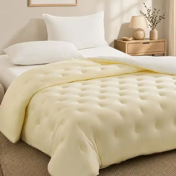 1pc Solid Color Marshmallow Quilt Soft Touch, Fluffy Skin-friendly Ultra Soft Fiber Fill, Home Furnishings Essential, Suitable For Bedrooms, Hotels, And Dormitories, Festival Gift, Twin/ Queen/ King Size Bed