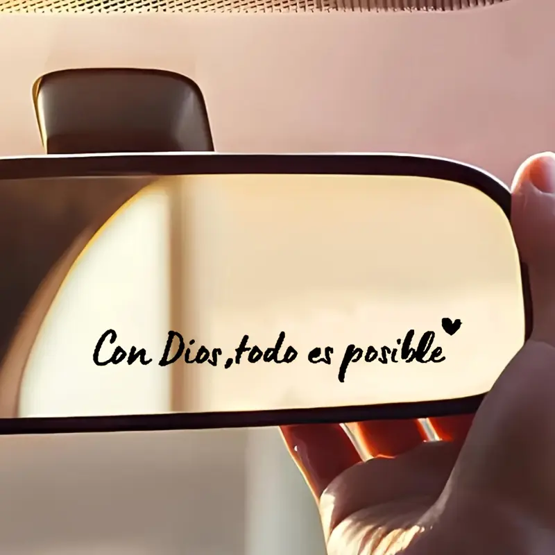 3PCS/SET For Car Rearview Mirrors/Faith Enthusiast Notebooks Healing Faith Signage Element Decor Car Decals, Car decorations, Automotive Decoration, Handwritten Spanish slogan shape + small heart details + warm texture details